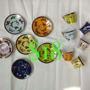 Set of 6 mini cups and saucers, used